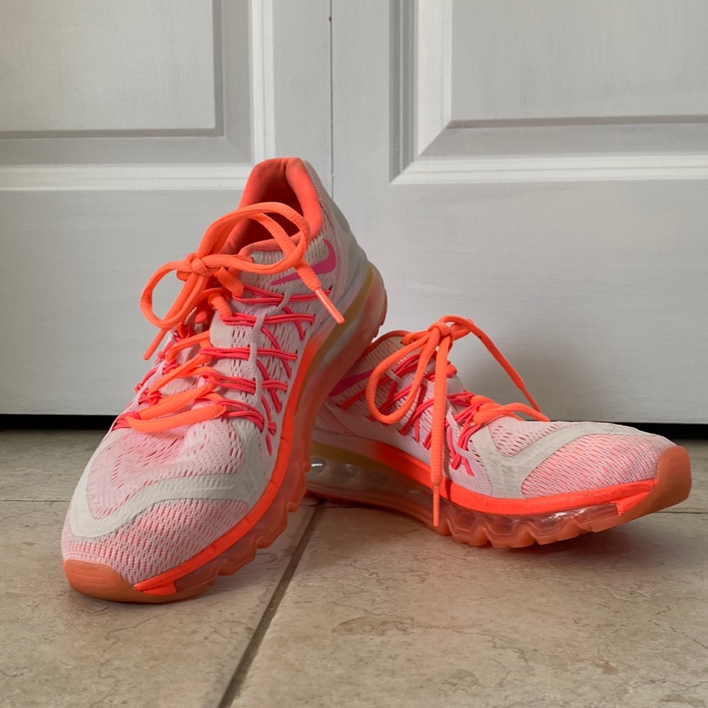 Pink and orange Nike AIRMAX running shoes size 7